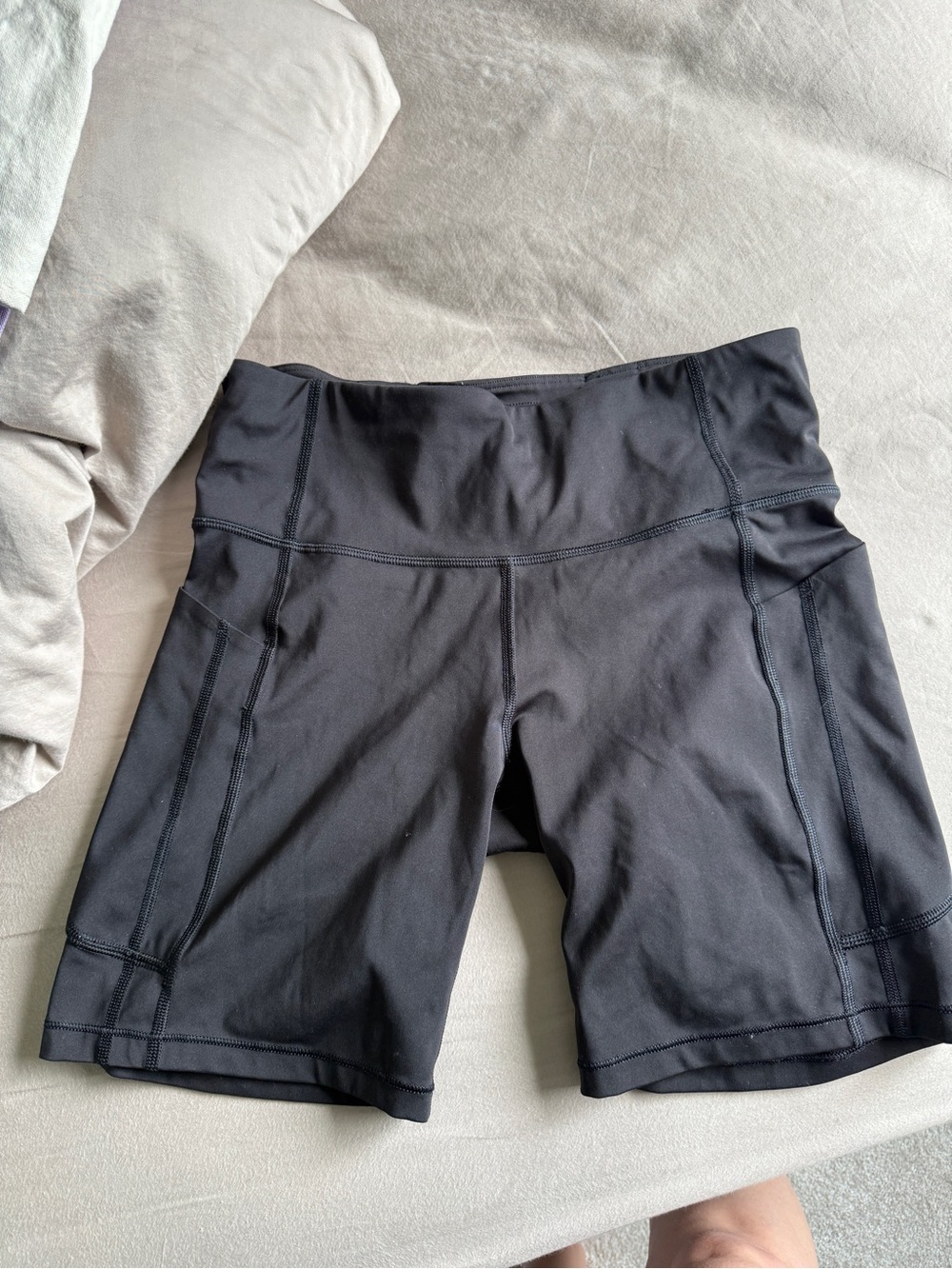 Athleta Black High-Rise Bike Shorts with Side Pockets